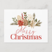 クリスマス金ゴールドフローラポインセチア・メリークリスマス シーズンポストカード (正面)
