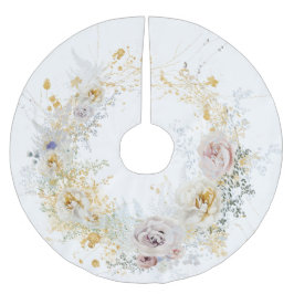 クリスマス金ゴールドフローラリース ブラッシュドポリエステルツリースカート