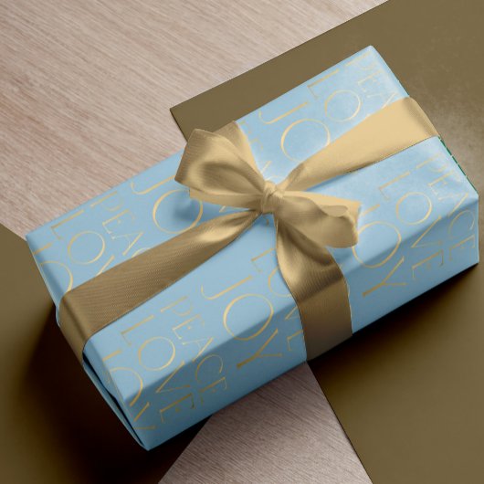 クリスマス金ゴールドブルータイポグラフィ平和ラブジョイ ラッピングペーパー