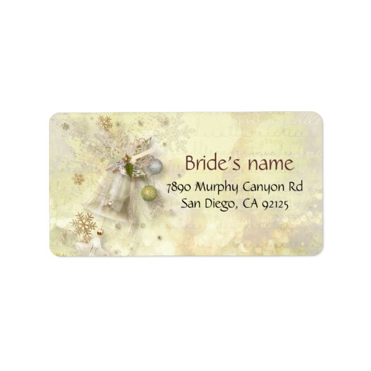 クリスマス金ゴールドベル住所 シール (正面)