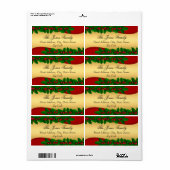 クリスマス金ゴールドホリー葉住所 シール (フルシート)