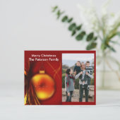 クリスマス金ゴールドボーブルレッドバックグラードフォトポストカード シーズンポストカード (スタンド正面)