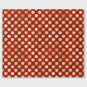 クリスマス金ゴールドポインセティアス赤 ラッピングペーパー (フラット)