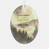 クリスマス金ゴールドマウンテンアドベンチャーアウトドアカップル ガラスオーナメント (正面左)