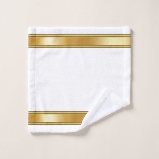 クリスマス金ゴールドメタリックとホワイト バスタオルセット (ウォッシュタオル)