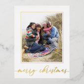 クリスマス金ゴールドメリークリスマスエレガント書道 箔シーズンポストカード (正面)