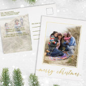 クリスマス金ゴールドメリークリスマスエレガント書道 箔シーズンポストカード