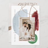 クリスマス金ゴールドモダンジオメトリックフォトホリデーカード シーズンカード (正面/裏面)