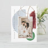 クリスマス金ゴールドモダンジオメトリックフォトホリデーカード シーズンカード (スタンド正面)