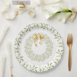 クリスマス金ゴールドリースエレガントカントリーホリデイ ペーパープレート