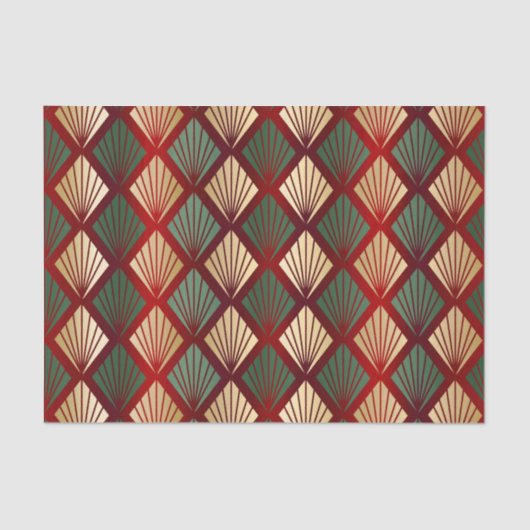 クリスマス金ゴールドレッドグリーンアールデコ 薄葉紙 (正面)