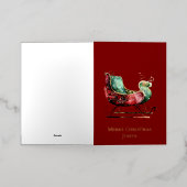 クリスマス金ゴールドレッドグリーンスリー 箔グリーティングカード (外側レイダウン)