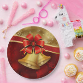 クリスマス金ゴールドレッドベル紙プレート ペーパープレート (パーティー)