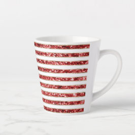 クリスマス金ゴールドレッドホワイトグリッターストライプズ カフェラテマグ