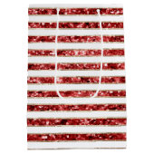 クリスマス金ゴールドレッドホワイトグリッターストライプズ ミディアムペーパーバッグ (裏面)