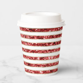 クリスマス金ゴールドレッドホワイトグリッターストライプズ 紙コップ