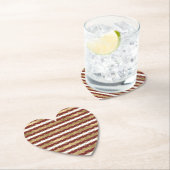 クリスマス金ゴールドレッドホワイトストライプグリッターハート ペーパーコースター (インサイチュ)