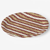 クリスマス金ゴールドレッドホワイトストライプグリッターハート ペーパープレート (アングル)