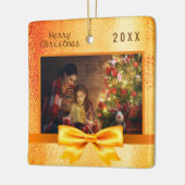 クリスマス金ゴールド写真家族 セラミックオーナメント (左)