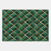 クリスマス金ゴールド及びグリーン格子模様 ラッピングペーパーシート (正面2)