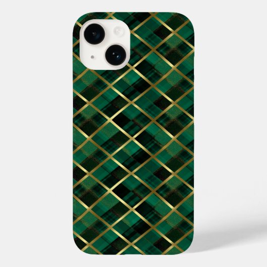 クリスマス金ゴールド及びグリーン格子模様 Case-Mate iPhoneケース (裏面)