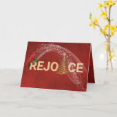 クリスマス金ゴールド喜びと（鳥）ショウジョウコウカンチョウ カード (黄色い花)