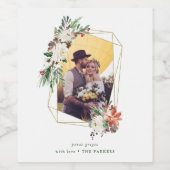 クリスマス金ゴールド幾何学的な写真 |フローラ休日 ワインラベル (シングルラベル)