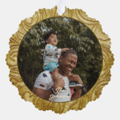 クリスマス金ゴールド旋回写真テンプレート オーナメントカード (裏面)