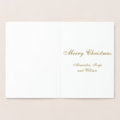 クリスマス金ゴールド星パタパーソナライズされたーン黄 箔カード (内部)