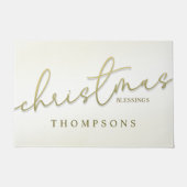 クリスマス金ゴールド書道台本のモダン恵み ドアマット (正面)