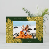 クリスマス金ゴールド植物園区フォトフレームグリーン 箔シーズンカード (立ち正面)