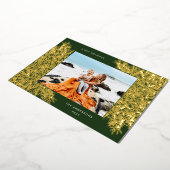 クリスマス金ゴールド植物園区フォトフレームグリーン 箔シーズンカード (回転した状態)