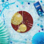 クリスマス金ゴールド玉 ペーパープレート (パーティー)