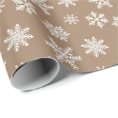 クリスマス金ゴールド茶色の白かわいい雪片パターン ラッピングペーパー (ロールコーナー)