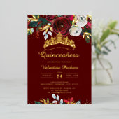 クリスマス金ゴールド赤フェスティバル葉キンセアニェラ 箔招待状 (立ち正面)