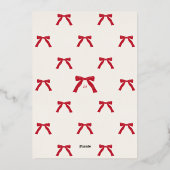 クリスマス金ゴールド赤ヴィンテージ弓カスタムの写真 箔シーズンカード (裏面)