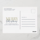 クリスマス金ゴールド雪エレガント片ウィンターグレー 箔シーズンポストカード (裏面)