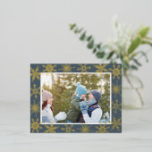 クリスマス金ゴールド雪エレガント片ウィンターグレー 箔シーズンポストカード (立ち正面)