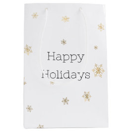 クリスマス金ゴールド雪 ミディアムペーパーバッグ