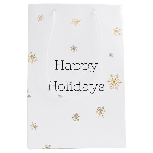 クリスマス金ゴールド雪 ミディアムペーパーバッグ (正面)