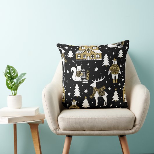 クリスマス金ゴールド20x20装飾用クッション クッション (椅子)