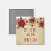 クリスマス金ゴールド/レッドスター日付を保存 マグネット (正面/裏面)