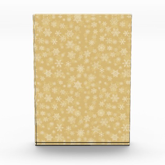 クリスマス金ゴールド、白い雪 フォトブロック (正面)