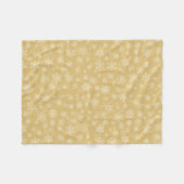 クリスマス金ゴールド、白い雪 フリースブランケット (正面(横))