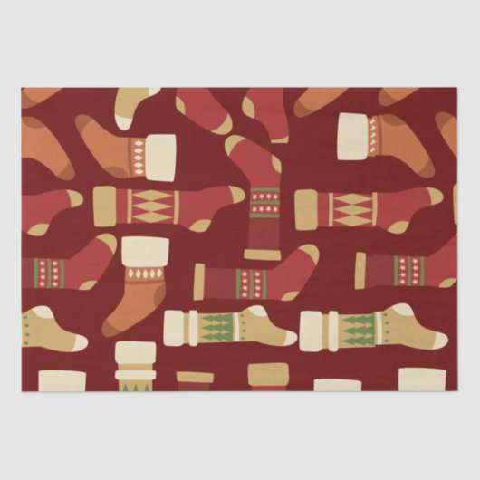 クリスマス金ゴールド、赤、緑の靴下 薄葉紙 (正面)