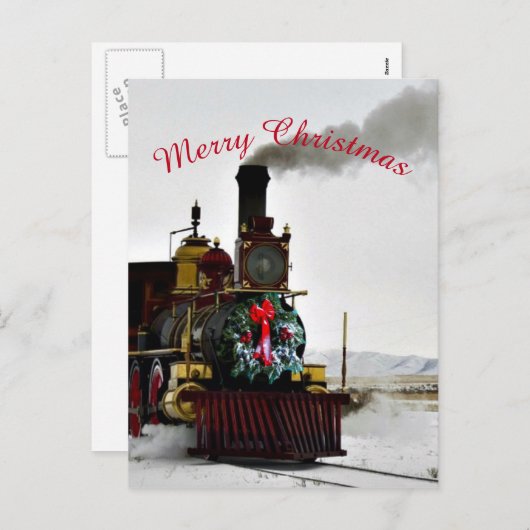 クリスマス鉄道機関車はがき シーズンポストカード (正面/裏面)