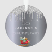 クリスマス銀のグリッターが古い赤いそりを滴る オーナメント (裏面)