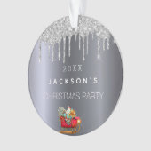 クリスマス銀のグリッターが古い赤いそりを滴る オーナメント (正面)