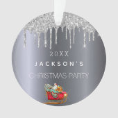 クリスマス銀のグリッターが古い赤いそりを滴る オーナメント (正面)