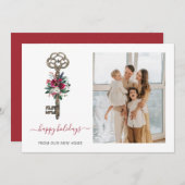 クリスマス鍵引っ越しましたフォトホリデーカード (正面/裏面)